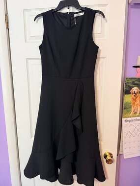 Dresstells Ruffle Hem Cocktail Dress Size M Black Sleeveless